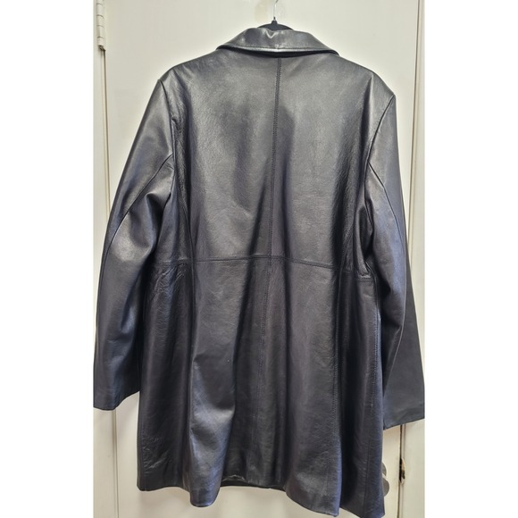 VTG Y2K Wilsons Pelle Studio Black Leather Long Jacket Women's Thinsulate sz XL - Picture 2 of 12